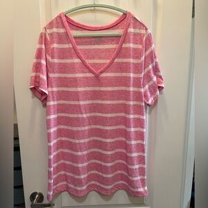 Old Navy Vintage Pink and White Striped Tee XXL